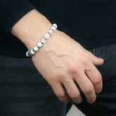 Men's Academic & Creative Bracelet: Howlite, Hematite, Clear Quartz and Silver